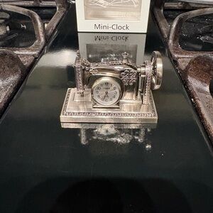 Timex Silver Miniature Sewing Machine Clock